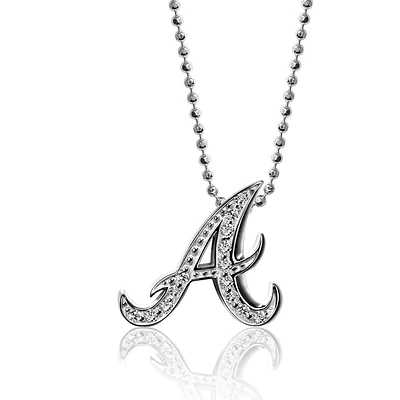 Women's Alex Woo Atlanta Braves Little Logo 14kt White Gold & Diamond Necklace
