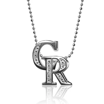 Women's Alex Woo Colorado Rockies Little Logo 14kt White Gold & Diamond Necklace