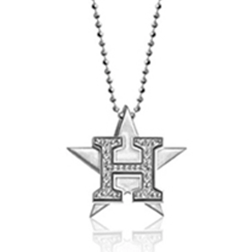 Women's Alex Woo Houston Astros Little Logo 14kt White Gold & Diamond Necklace