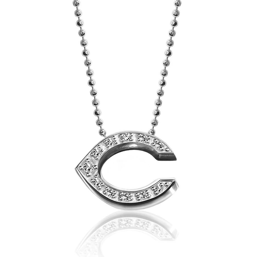 Women's Alex Woo Cincinnati Reds Little Logo 14kt White Gold & Diamond Necklace