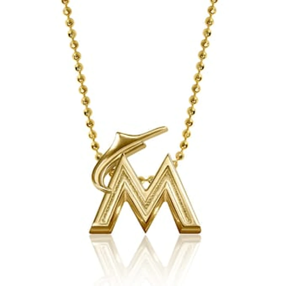 Women's Alex Woo Miami Marlins 16" Little Logo 14k Yellow Gold Necklace