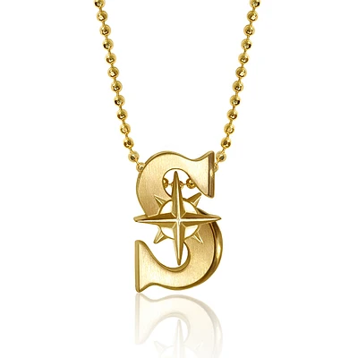 Women's Alex Woo Seattle Mariners 16" Little Logo 14k Yellow Gold Necklace