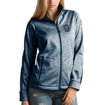 Women's Antigua Heathered Navy New York City FC Golf Full Zip Jacket