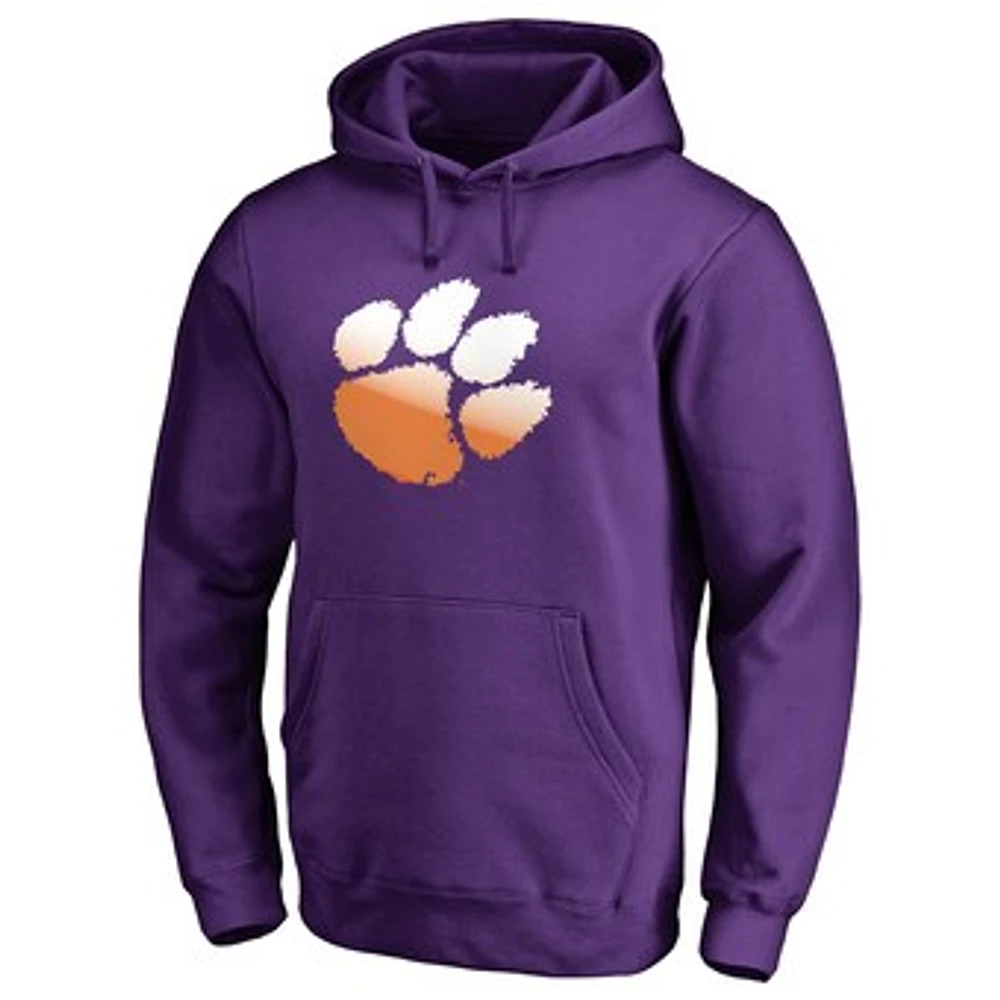 Men's Purple Clemson Tigers Gradient Logo Pullover Hoodie
