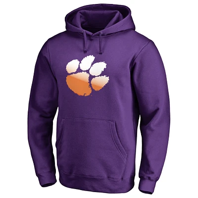 Men's Purple Clemson Tigers Gradient Logo Pullover Hoodie