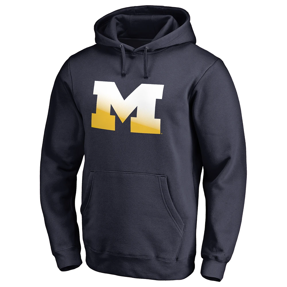 Men's Navy Michigan Wolverines Gradient Logo Pullover Hoodie