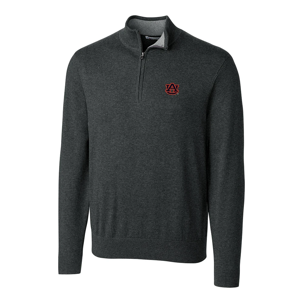 Men's Cutter & Buck Heather Charcoal Auburn Tigers Big & Tall Lakemont Half-Zip Jacket