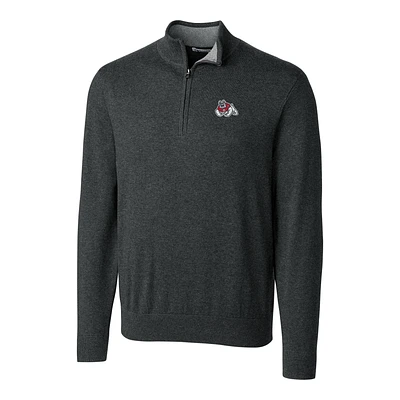 Men's Cutter & Buck Heather Charcoal Fresno State Bulldogs Big & Tall Lakemont Half-Zip Jacket