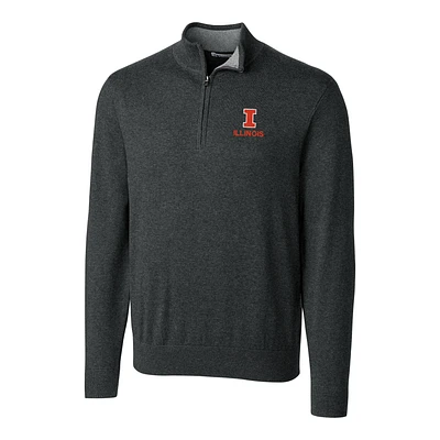 Men's Cutter & Buck Heather Charcoal Illinois Fighting Illini Big & Tall Lakemont Half-Zip Jacket