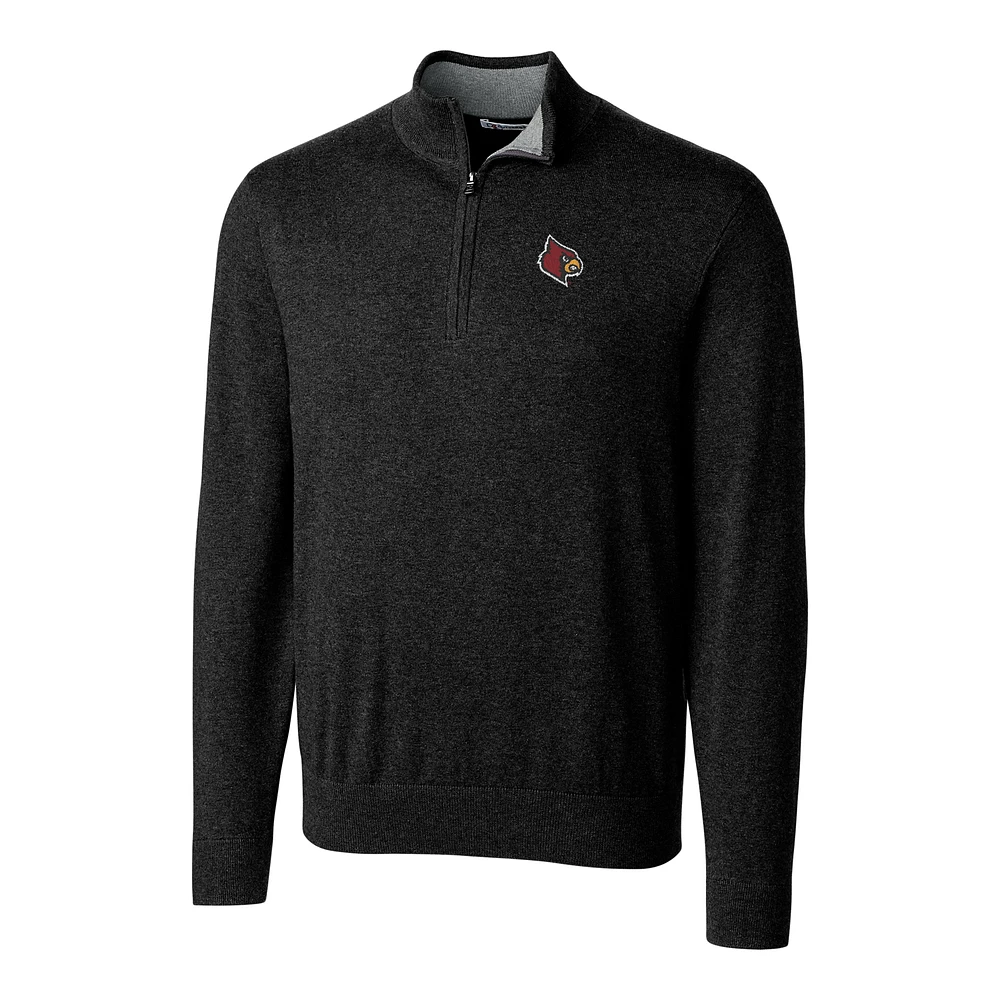 Men's Cutter & Buck Black Louisville Cardinals Big & Tall Lakemont Half-Zip Jacket