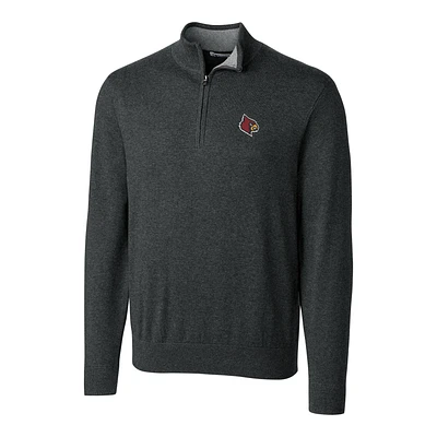 Men's Cutter & Buck Heather Charcoal Louisville Cardinals Big & Tall Lakemont Half-Zip Jacket