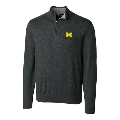 Men's Cutter & Buck Heather Charcoal Michigan Wolverines Big & Tall Lakemont Half-Zip Jacket