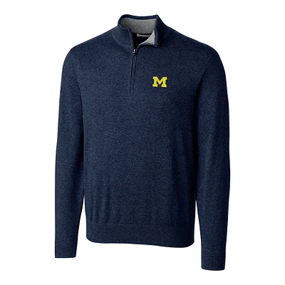 Men's Cutter & Buck Navy Michigan Wolverines Big & Tall Lakemont Half-Zip Jacket