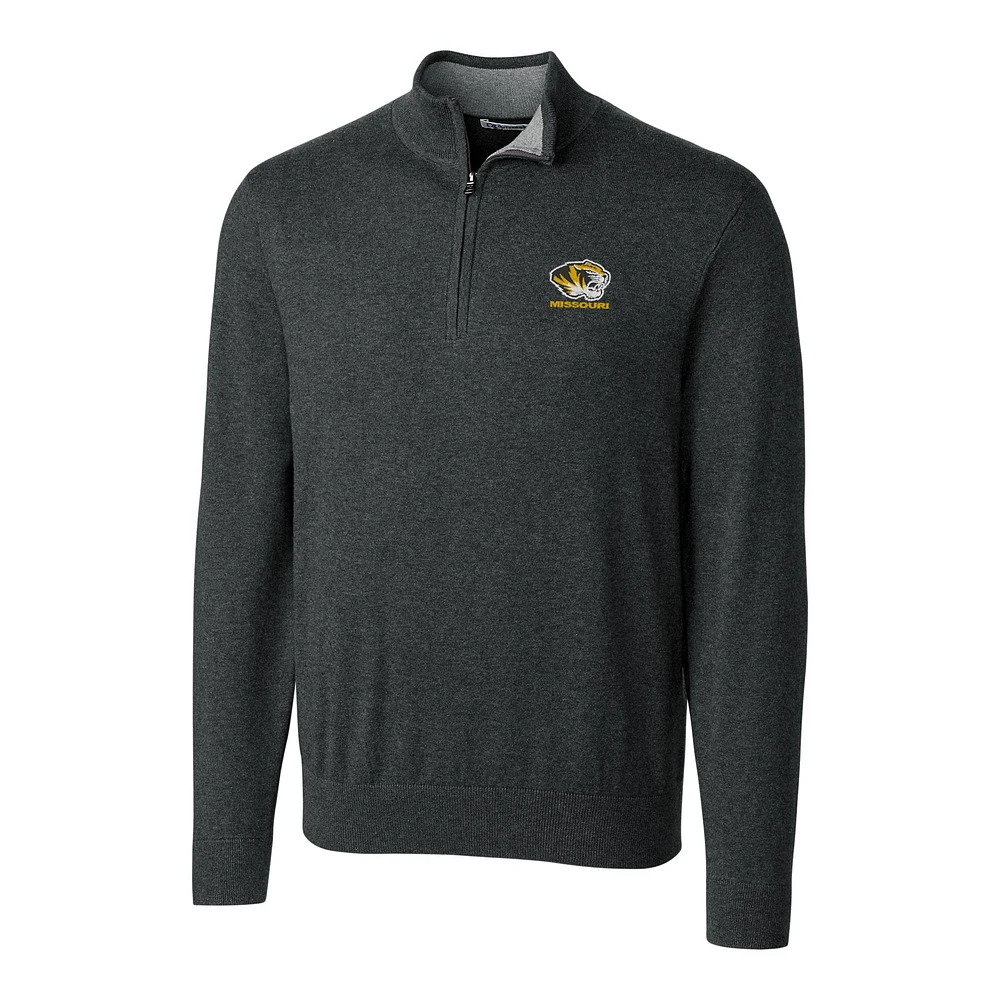 Men's Cutter & Buck Heather Charcoal Missouri Tigers Big & Tall Lakemont Half-Zip Jacket