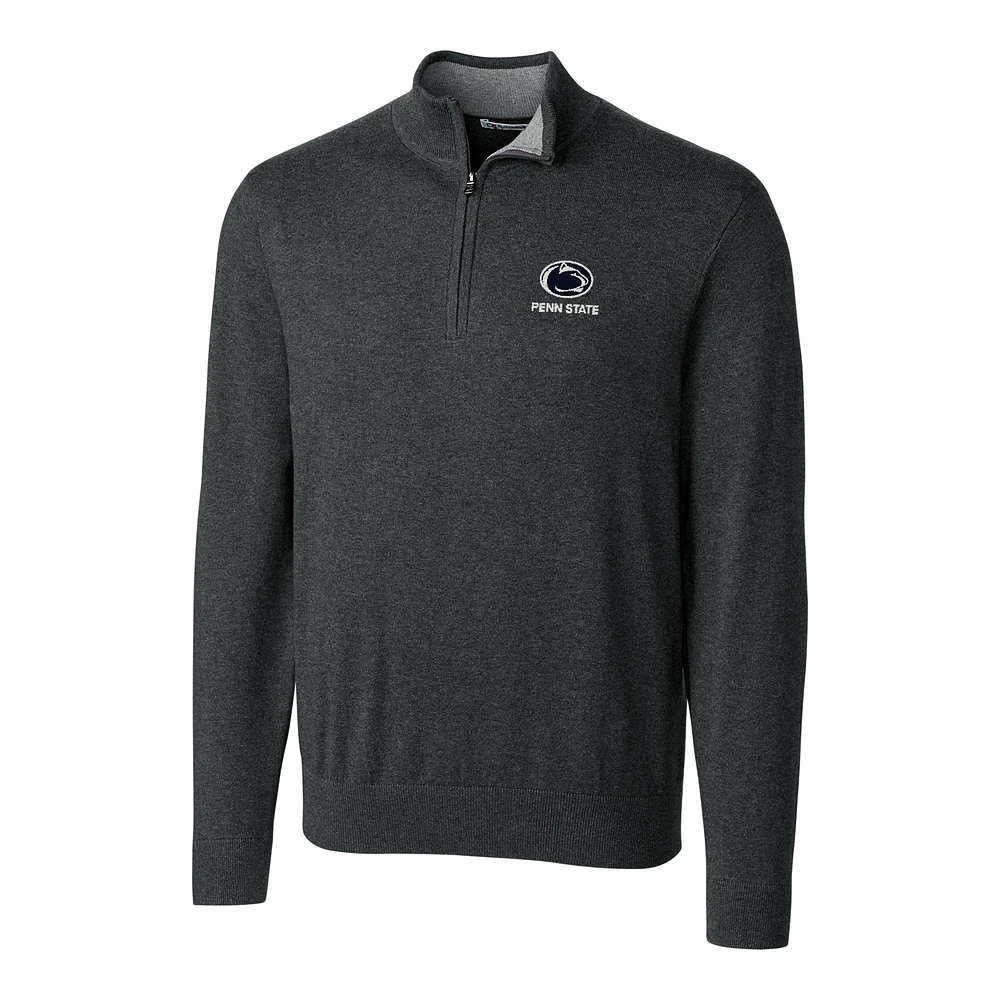 Men's Cutter & Buck Heather Charcoal Penn State Nittany Lions Big & Tall Lakemont Half-Zip Jacket
