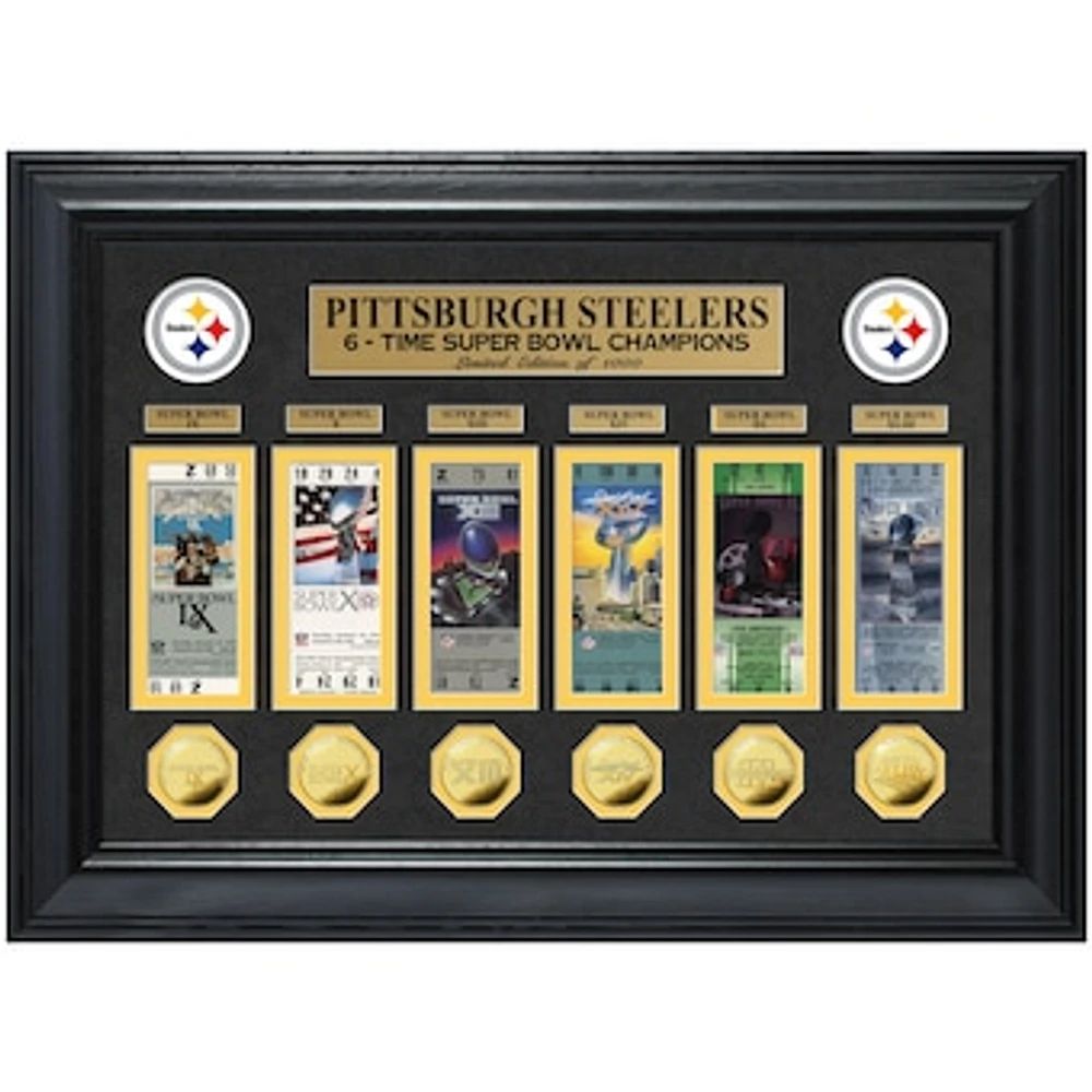 Highland Mint Pittsburgh Steelers 27" x 20" Framed Super Bowl Ticket & Coin Collection