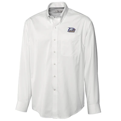Men's Cutter & Buck White Georgia Southern Eagles Big & Tall Epic Easy Care Fine Twill Long Sleeve Button-Down Shirt