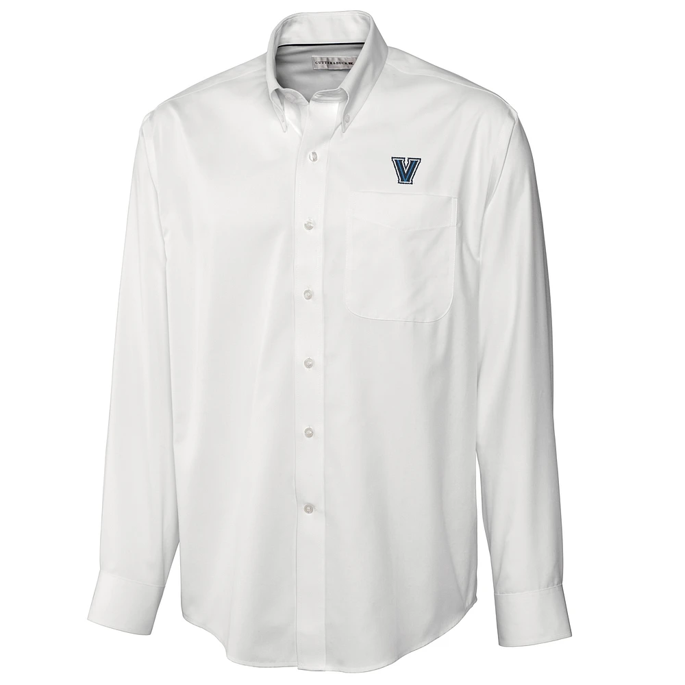 Men's Cutter & Buck White Villanova Wildcats Big & Tall Epic Easy Care Fine Twill Long Sleeve Button-Down Shirt