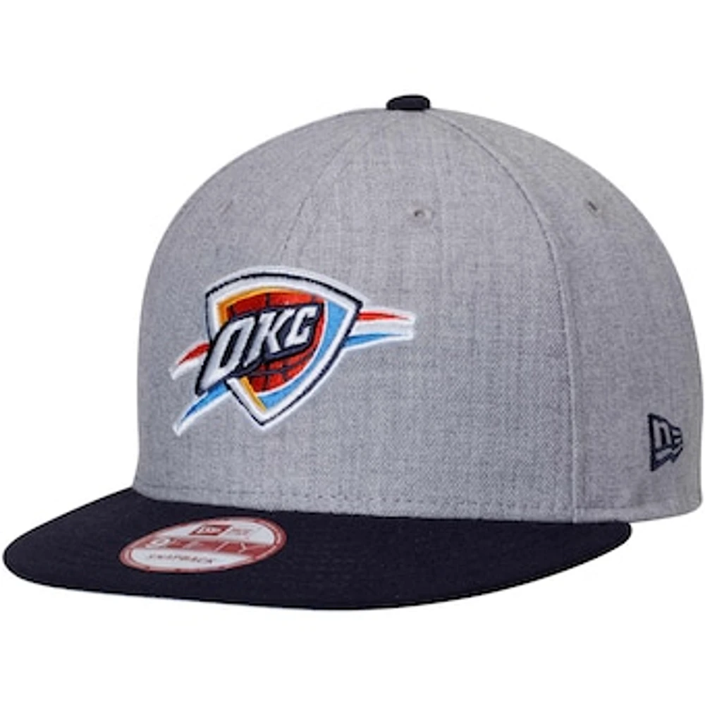 Men's New Era Heathered Gray/Navy Oklahoma City Thunder Two-Tone 9FIFTY Snapback Adjustable Hat