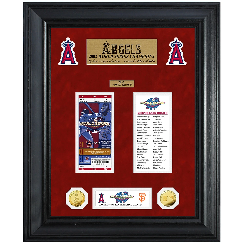 Highland Mint Los Angeles Angels 18" x 22" 2002 World Series Champions Deluxe Coin & Ticket Collection Photo Mint
