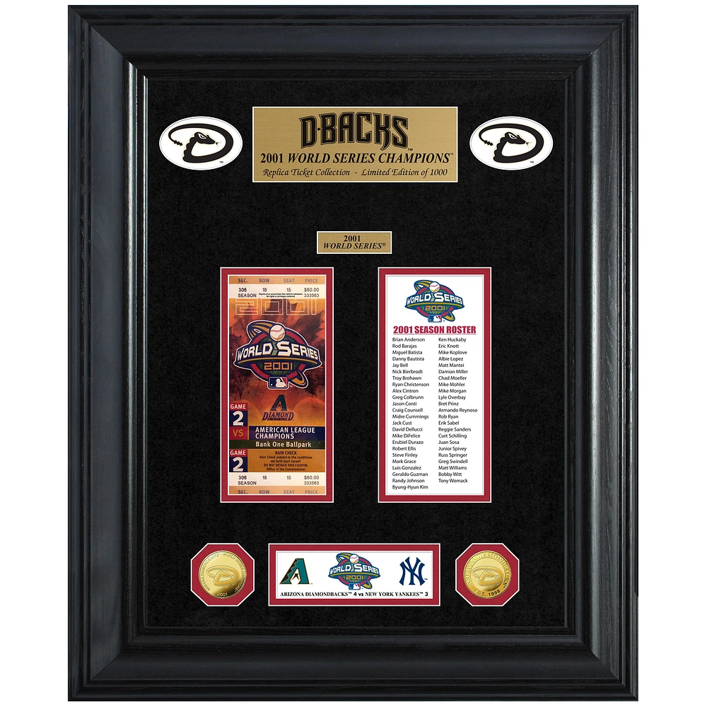 Highland Mint Arizona Diamondbacks 18" x 22" 2001 World Series Champions Deluxe Coin & Ticket Collection Photo Mint
