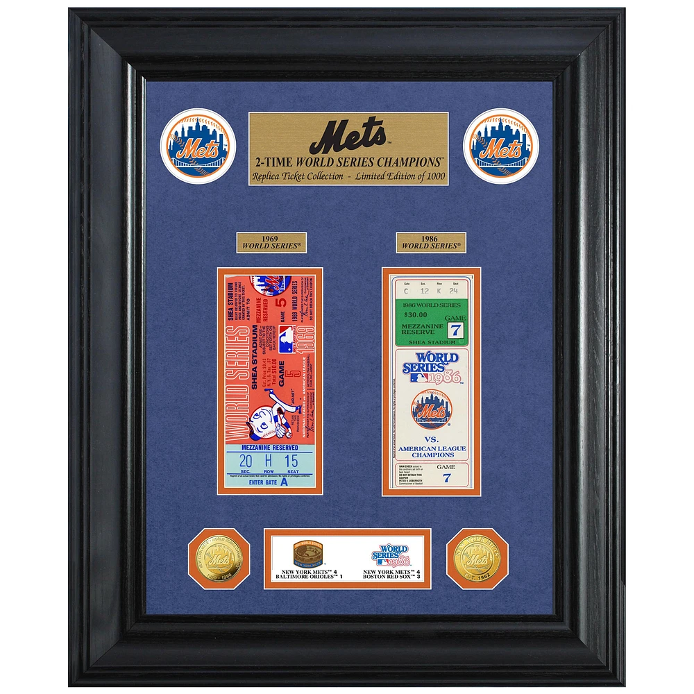Highland Mint New York Mets 18" x 22" 2-Time World Series Champions Deluxe Coin & Ticket Collection Photo Mint