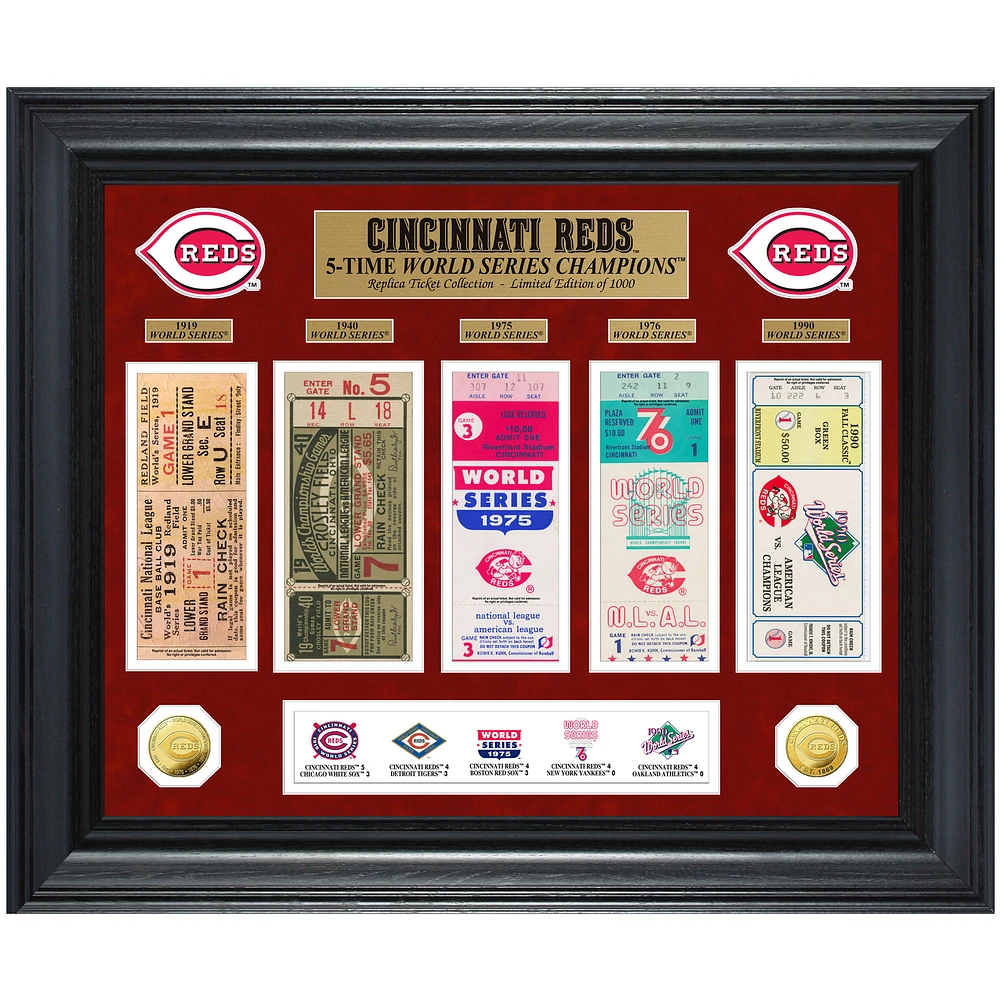 Highland Mint Cincinnati Reds 24" x 20" 5-Time World Series Champions Deluxe Coin & Ticket Collection Photo Mint
