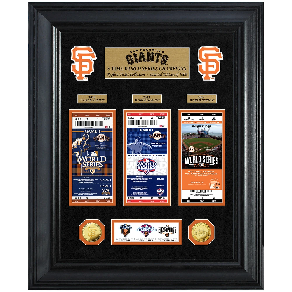 Highland Mint San Francisco Giants 18" x 22" 3-Time World Series Champions Deluxe Coin & Ticket Collection Photo Mint