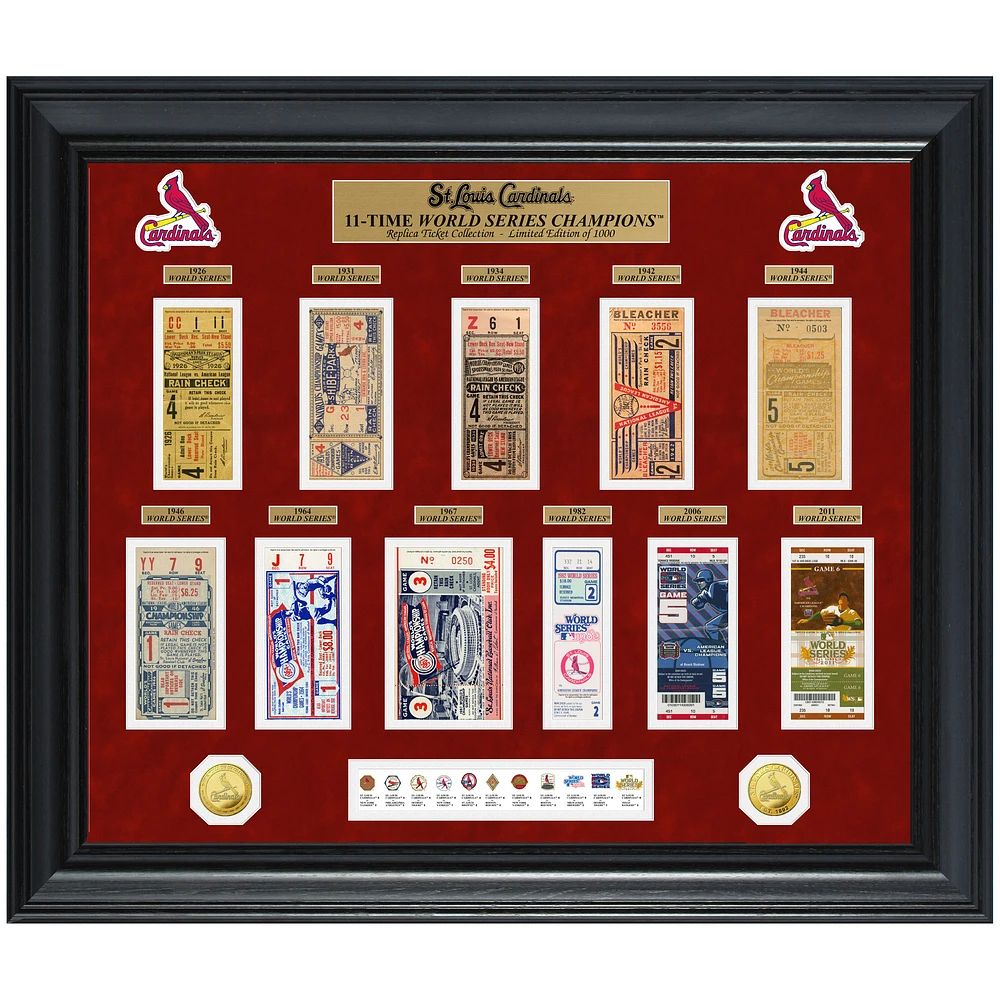 Highland Mint St. Louis Cardinals 30" x 24" 11-Time World Series Champions Deluxe Coin & Ticket Collection Photo Mint