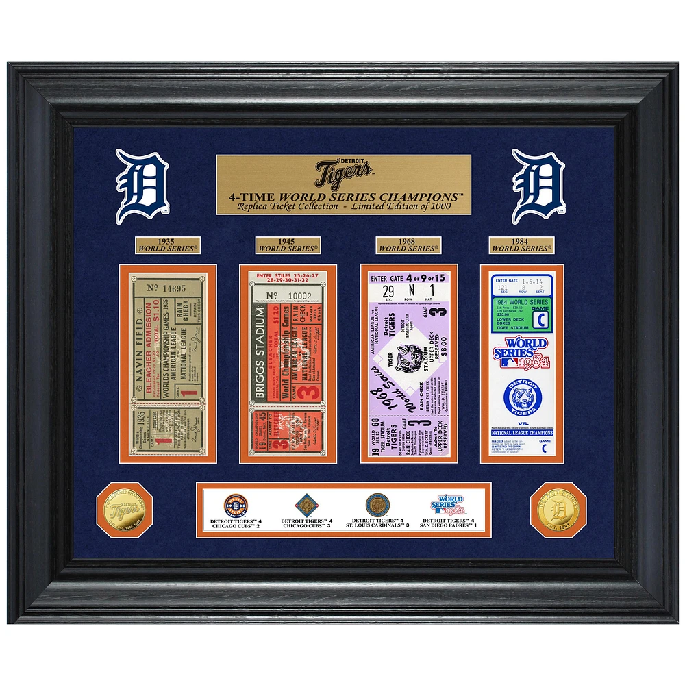 Highland Mint Detroit Tigers 24" x 20" 4-Time World Series Champions Deluxe Coin & Ticket Collection Photo Mint