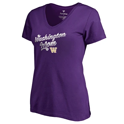 Women's Purple Washington Huskies Team Mom T-Shirt