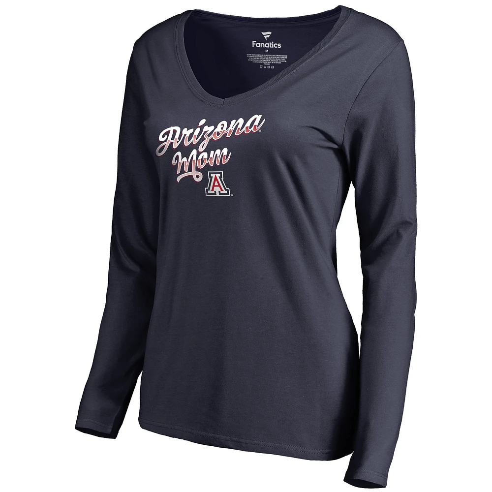 Women's Navy Arizona Wildcats Team Mom Long Sleeve T-Shirt