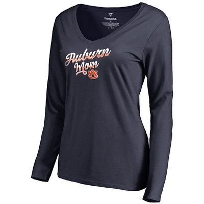 Women's Navy Auburn Tigers Team Mom Long Sleeve T-Shirt