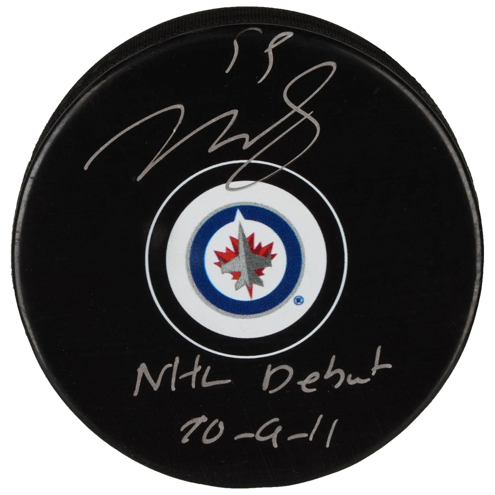 Mark Scheifele Winnipeg Jets Autographed Hockey Puck with NHL Debut 10/9/11 Inscription