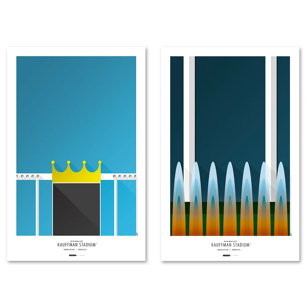 Kansas City Royals 11''x 17'' Kauffman Stadium Minimalist Art Poster Set