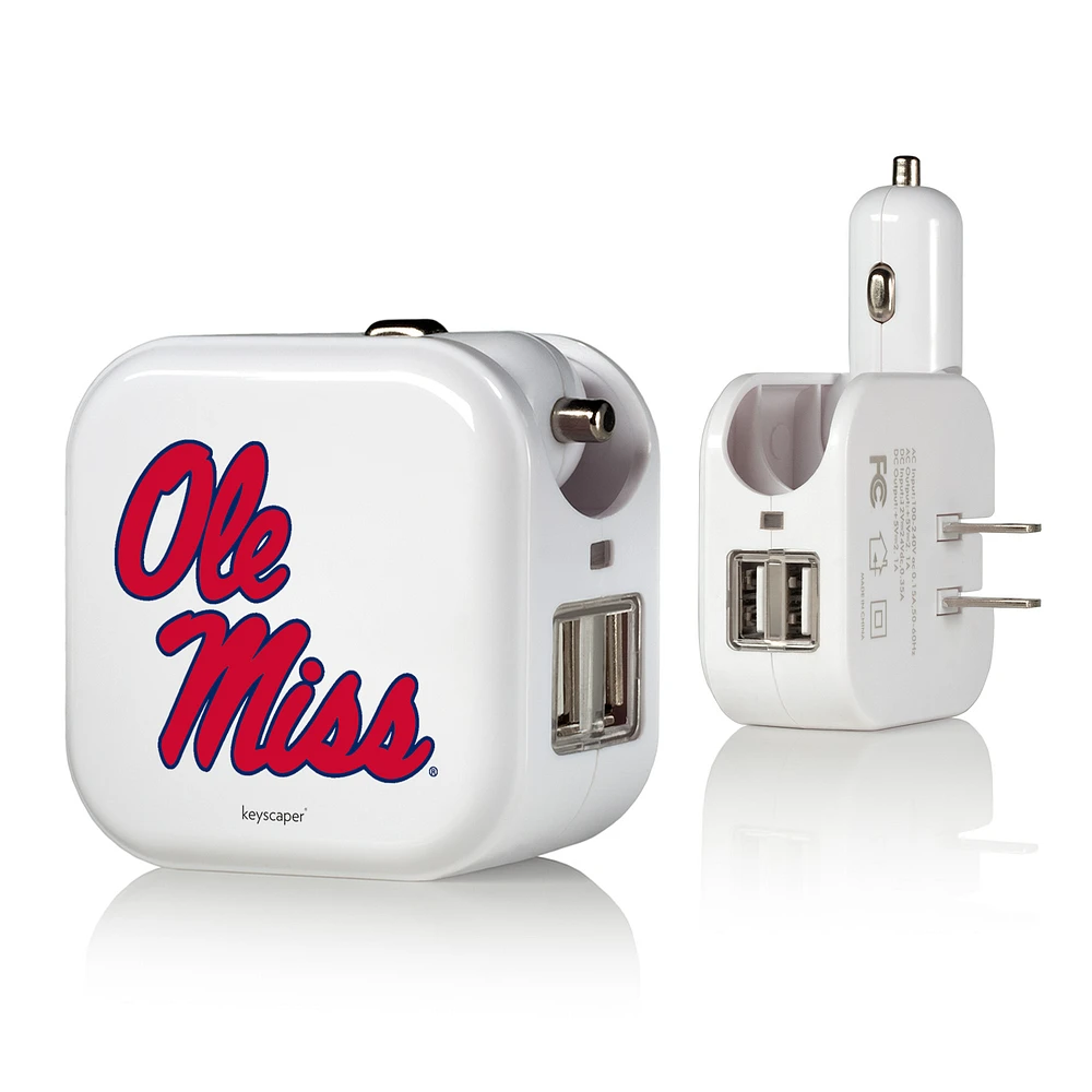 Ole Miss Rebels Stacked 2-In-1 USB Charger