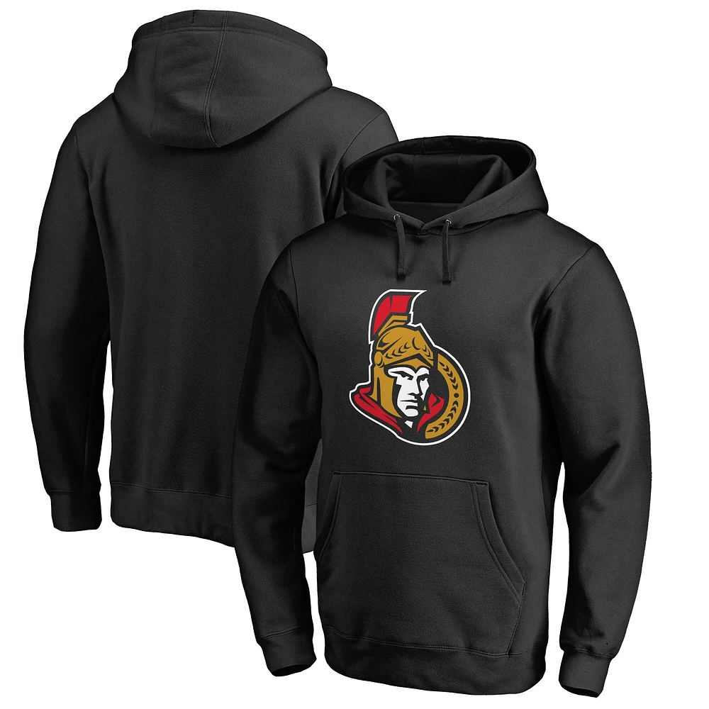Men's Black Ottawa Senators Primary Logo Fitted Pullover Hoodie