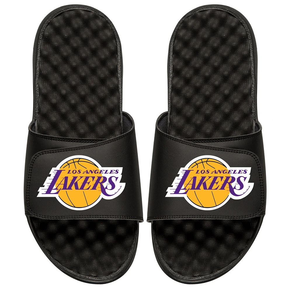 Youth ISlide Black Los Angeles Lakers Personalized Primary Slide Sandals