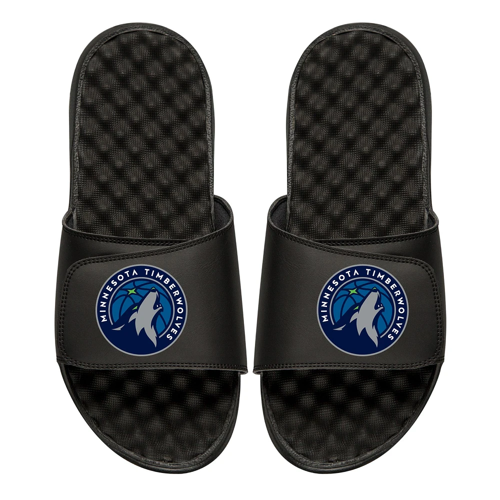 Youth ISlide Black Minnesota Timberwolves Personalized Primary Slide Sandals
