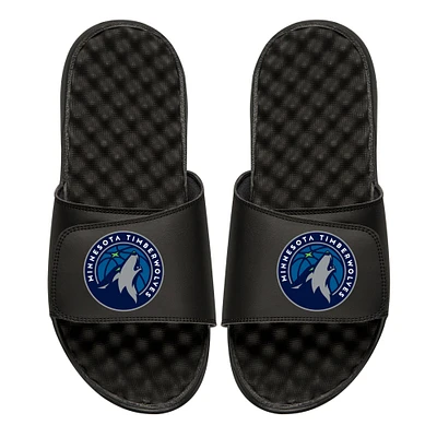 Men's ISlide Black Minnesota Timberwolves Personalized Primary Slide Sandals