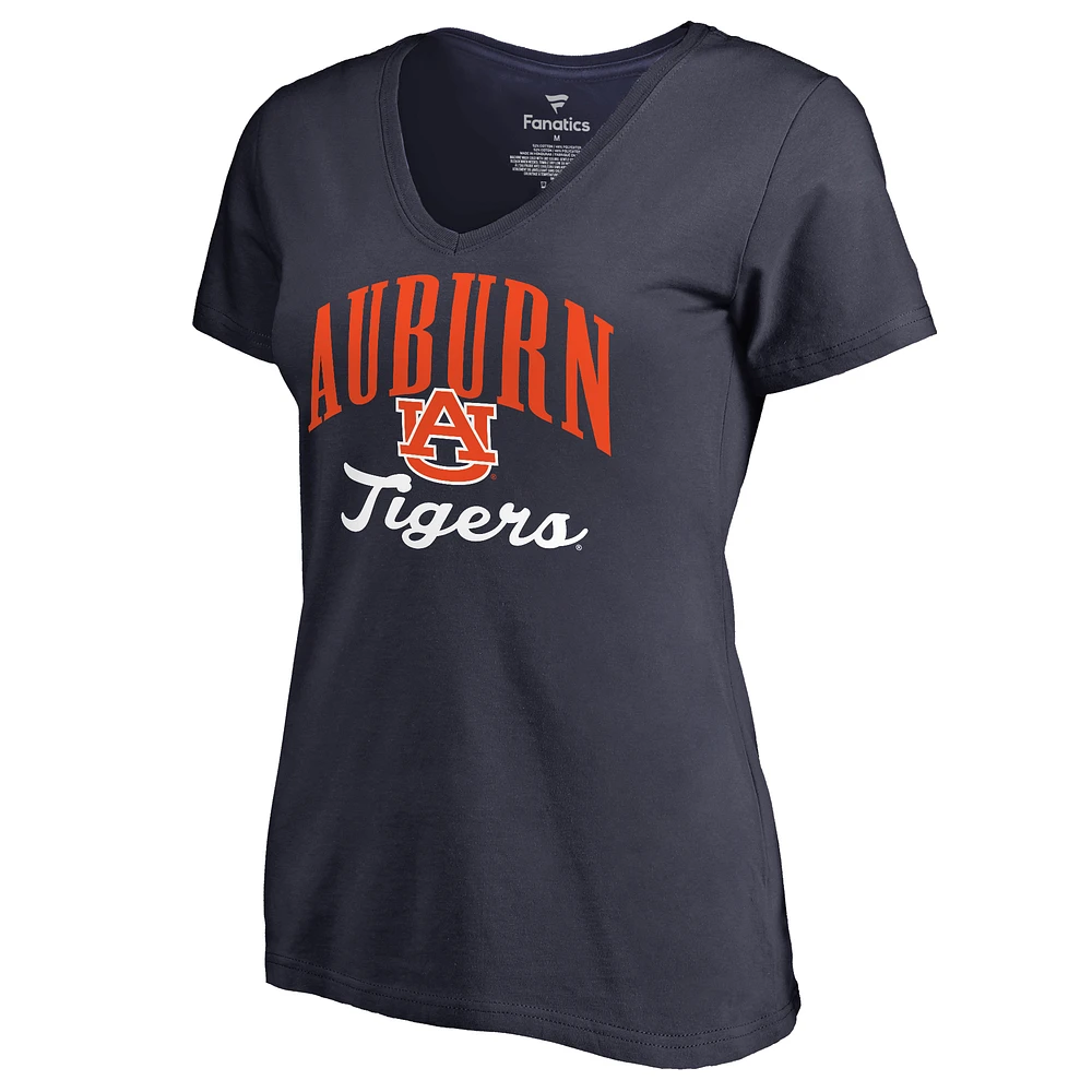 Women's Navy Auburn Tigers Victory Script V-Neck T-Shirt