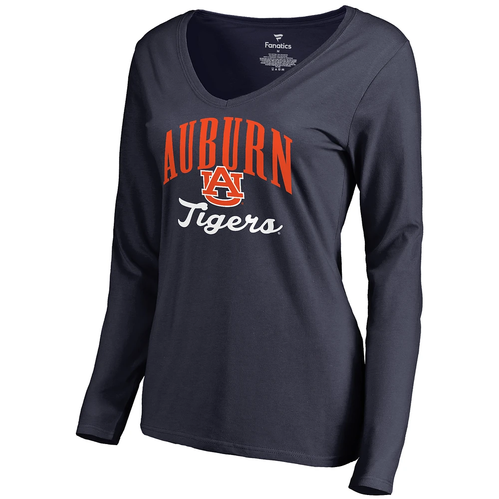 Women's Navy Auburn Tigers Victory Script Long Sleeve T-Shirt