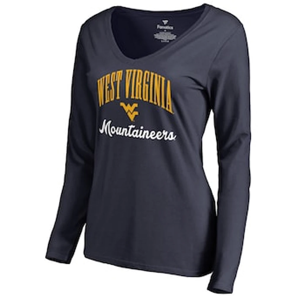 Women's Navy West Virginia Mountaineers Victory Script Long Sleeve T-Shirt