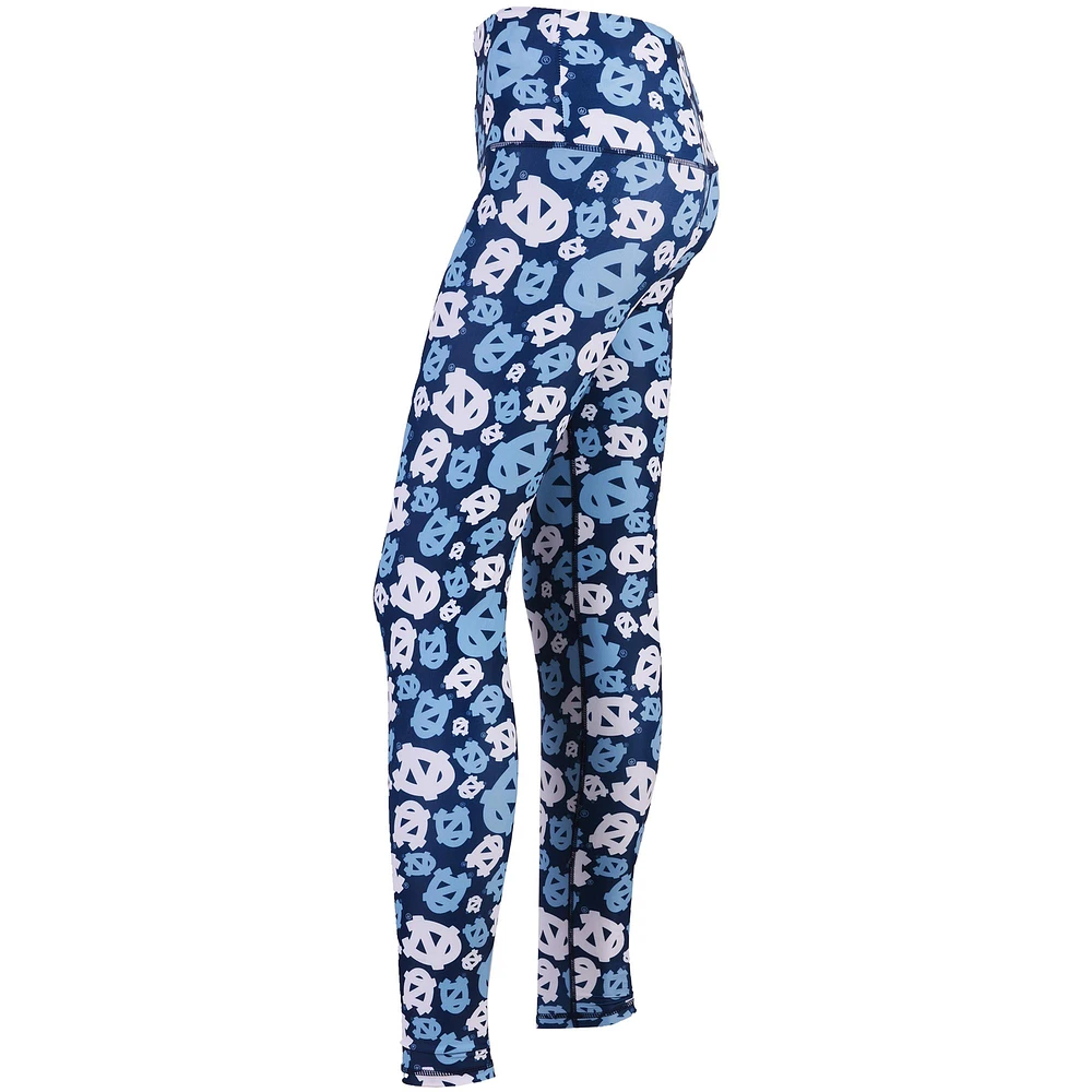 Girls Youth ZooZatz Carolina Blue/White North Carolina Tar Heels Stacked Mascot Leggings