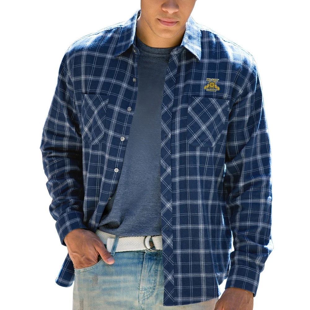 Men's Navy North Carolina A&T Aggies Brewer Flannel Long Sleeve Shirt
