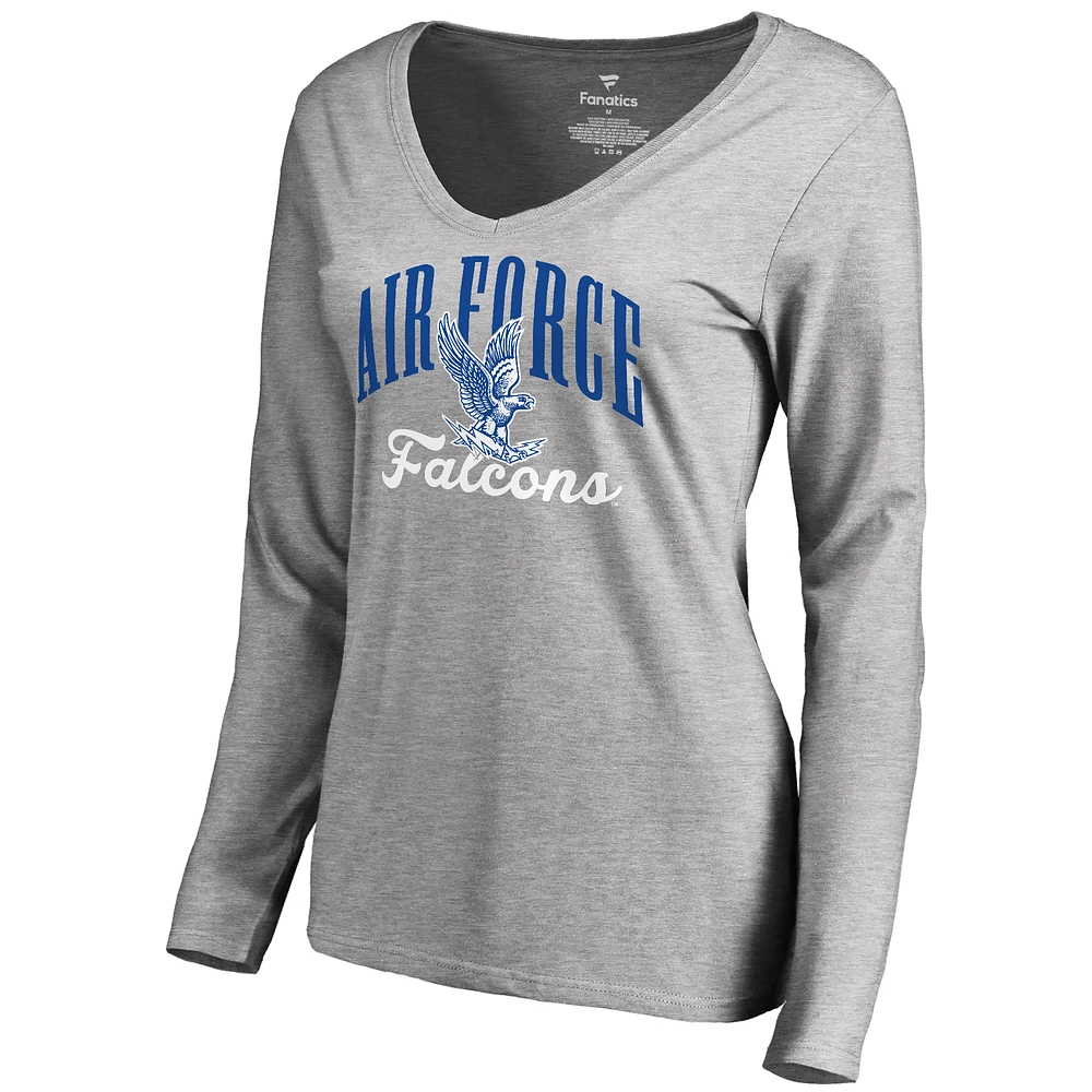 Women's Ash Air Force Falcons Victory Script Long Sleeve T-Shirt