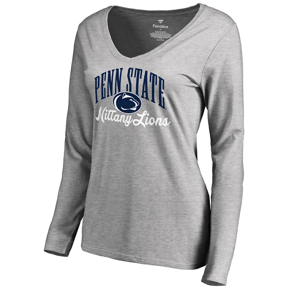 Women's Ash Penn State Nittany Lions Victory Script Long Sleeve T-Shirt