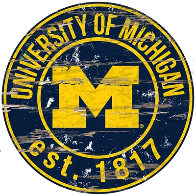 Michigan Wolverines 23.5" Distressed Round Sign