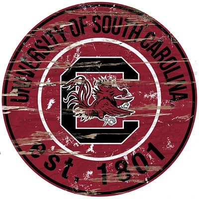 South Carolina Gamecocks 23.5" Distressed Round Sign