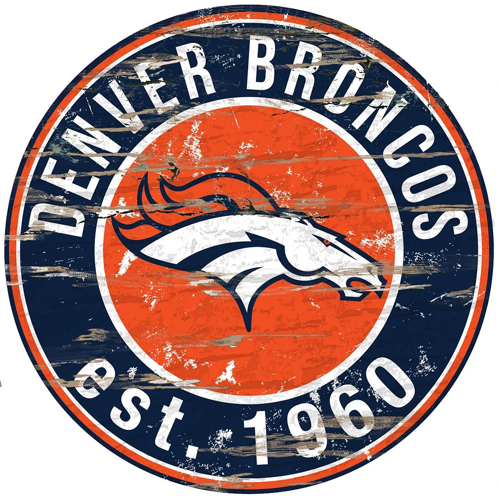 Denver Broncos 23.5" Distressed Round Sign